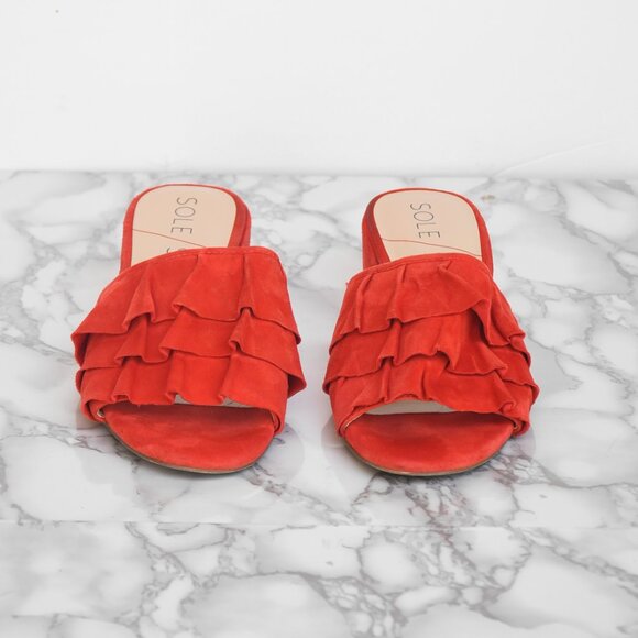 Sole Society So-Valentina Ruffle Flat Color Orange Coral Size 6 - Picture 3 of 6